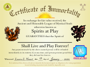 Certificate of Immortality